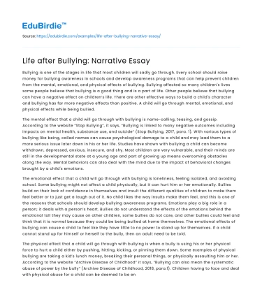 Life after Bullying: Narrative Essay