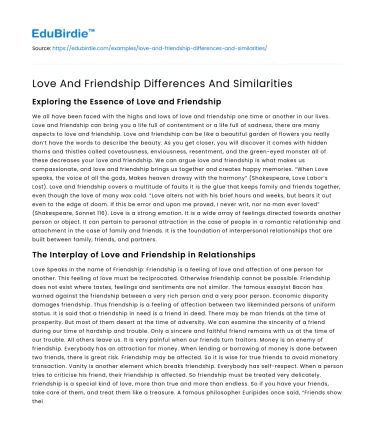 Love And Friendship Differences And Similarities