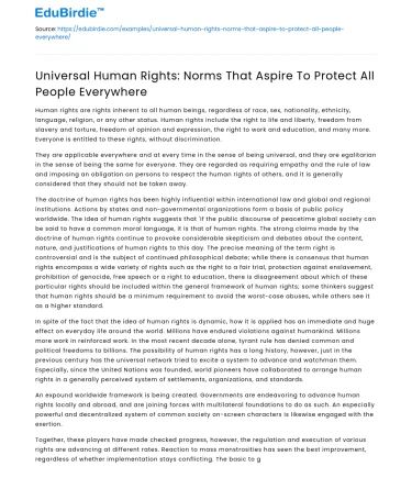 Universal Human Rights: Norms That Aspire To Protect All People Everywhere