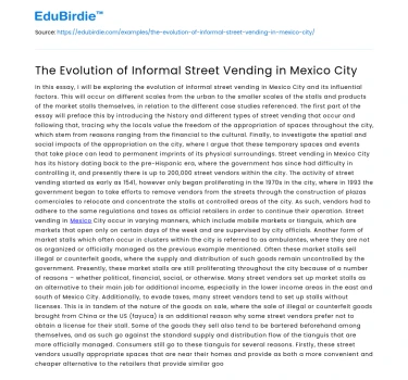 The Evolution of Informal Street Vending in Mexico City