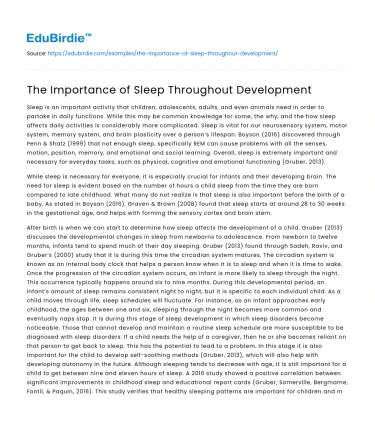 The Importance of Sleep Throughout Development