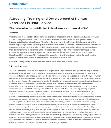 Attracting, Training and Development of Human Resources in Bank Service