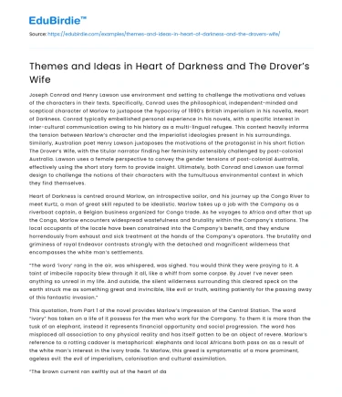 Themes and Ideas in Heart of Darkness and The Drover’s Wife