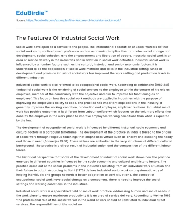 The Features Of Industrial Social Work