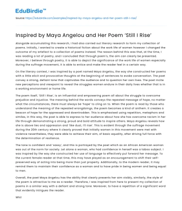 Inspired by Maya Angelou and Her Poem ‘Still I Rise’