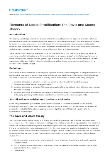 Elements of Social Stratification: The Davis and Moore Theory