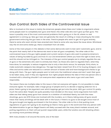 Gun Control: Both Sides of the Controversial Issue