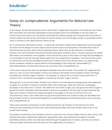 Essay on Jurisprudence: Arguments For Natural Law Theory