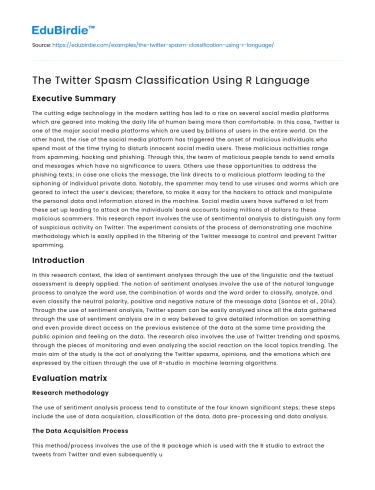 The Twitter Spasm Classification Using R Language