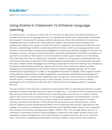 Using Drama In Classroom To Enhance Language Learning