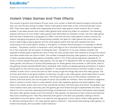 Violent Video Games And Their Effects