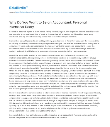 Why Do You Want to Be an Accountant: Personal Narrative Essay
