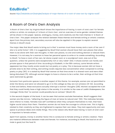 A Room of One’s Own Analysis
