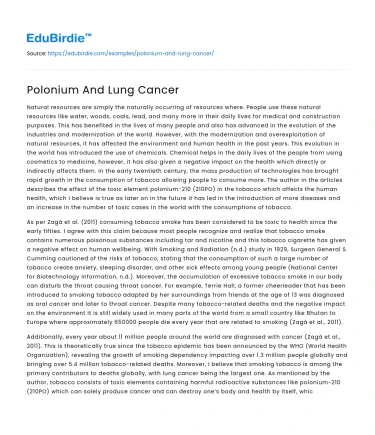 Polonium And Lung Cancer