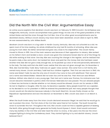 The Northern Triumph in the American Civil War