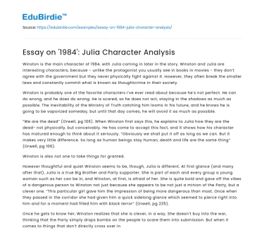 Essay on ‘1984’: Julia Character Analysis