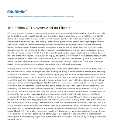 The Ethics Of Thievery And Its Effects