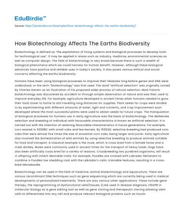 How Biotechnology Affects The Earths Biodiversity