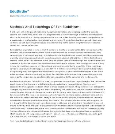 Methods And Teachings Of Zen Buddhism