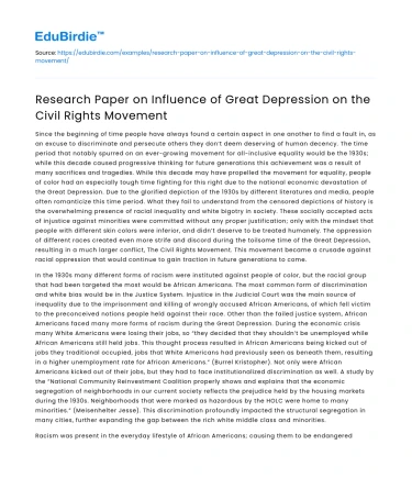 Impact of Great Depression on Civil Rights Movement
