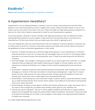 Is Hypertension Hereditary?