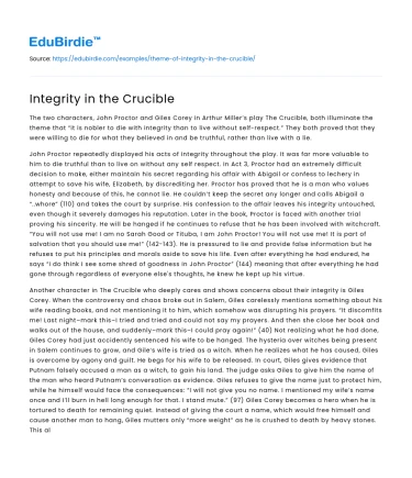 Integrity in the Crucible