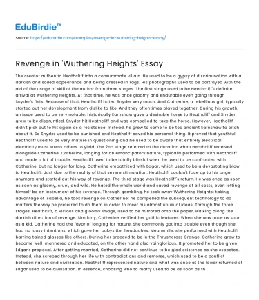 Revenge as a Central Theme in ‘Wuthering Heights’
