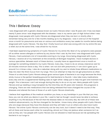 This I Believe: Essay