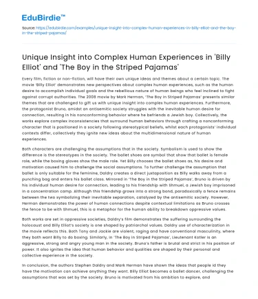 Human Experiences in ‘Billy Elliot’ and ‘The Boy in the Striped Pajamas’