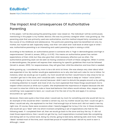 The Impact And Consequences Of Authoritative Parenting