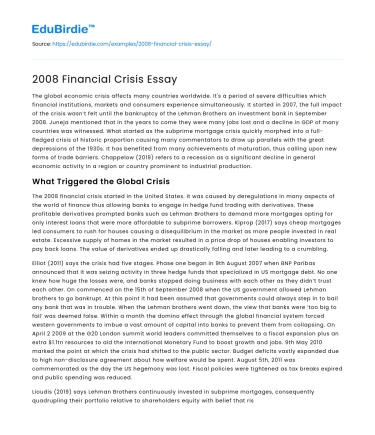 2008 Financial Crisis Essay