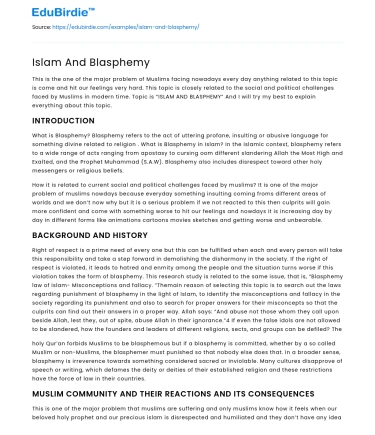 Islam And Blasphemy