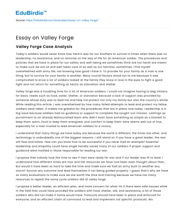 Essay on Valley Forge