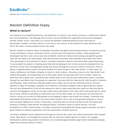 Racism Definition Essay