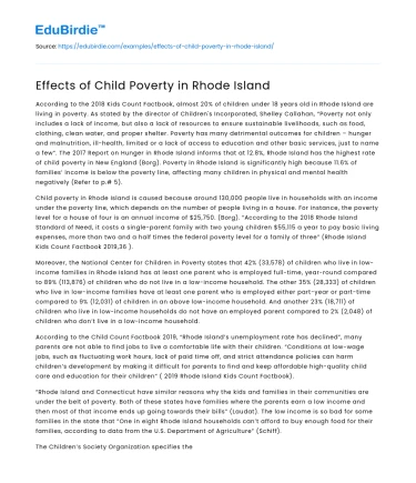 Effects of Child Poverty in Rhode Island