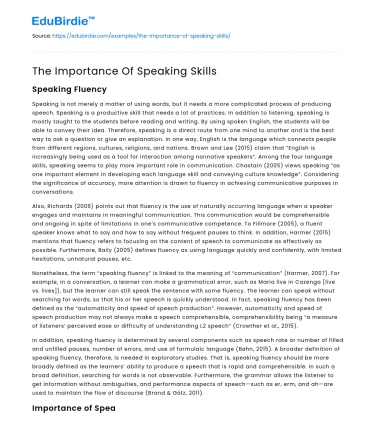 The Importance Of Speaking Skills