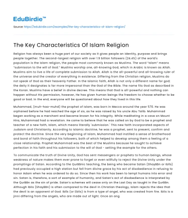 The Key Characteristics Of Islam Religion