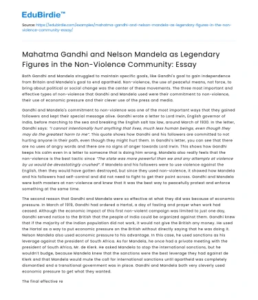 Gandhi and Mandela: Legends of Non-Violence