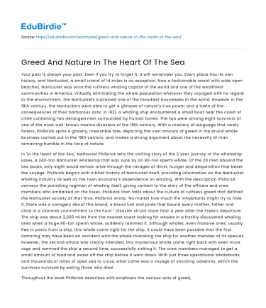 Greed And Nature In The Heart Of The Sea