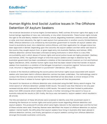 Offshore Detention: Human Rights & Social Justice