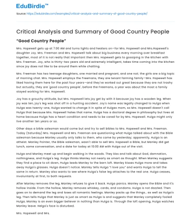 Deconstructing Identity in “Good Country People”