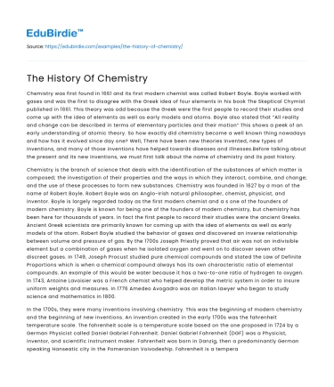 The History Of Chemistry