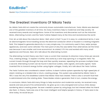The Greatest Inventions Of Nikola Tesla