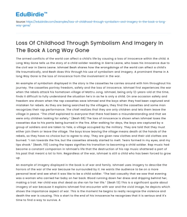 Symbolism and Imagery in A Long Way Gone