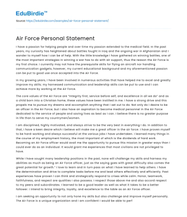 Air Force Personal Statement
