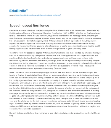 Speech about Resilience