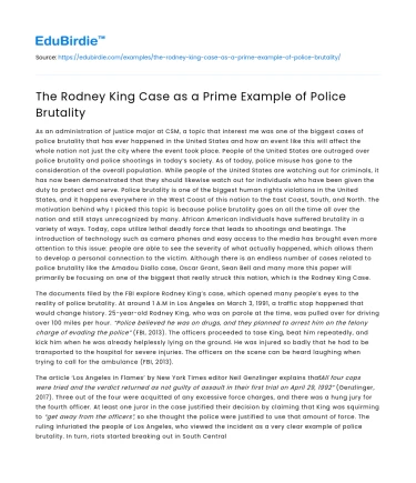 The Rodney King Case as a Prime Example of Police Brutality