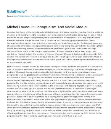 Michel Foucault: Panopticism And Social Media