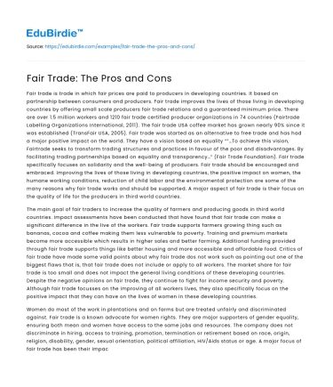 Fair Trade: The Pros and Cons