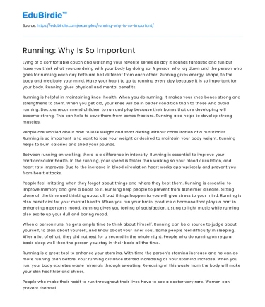 Running: Why Is So Important